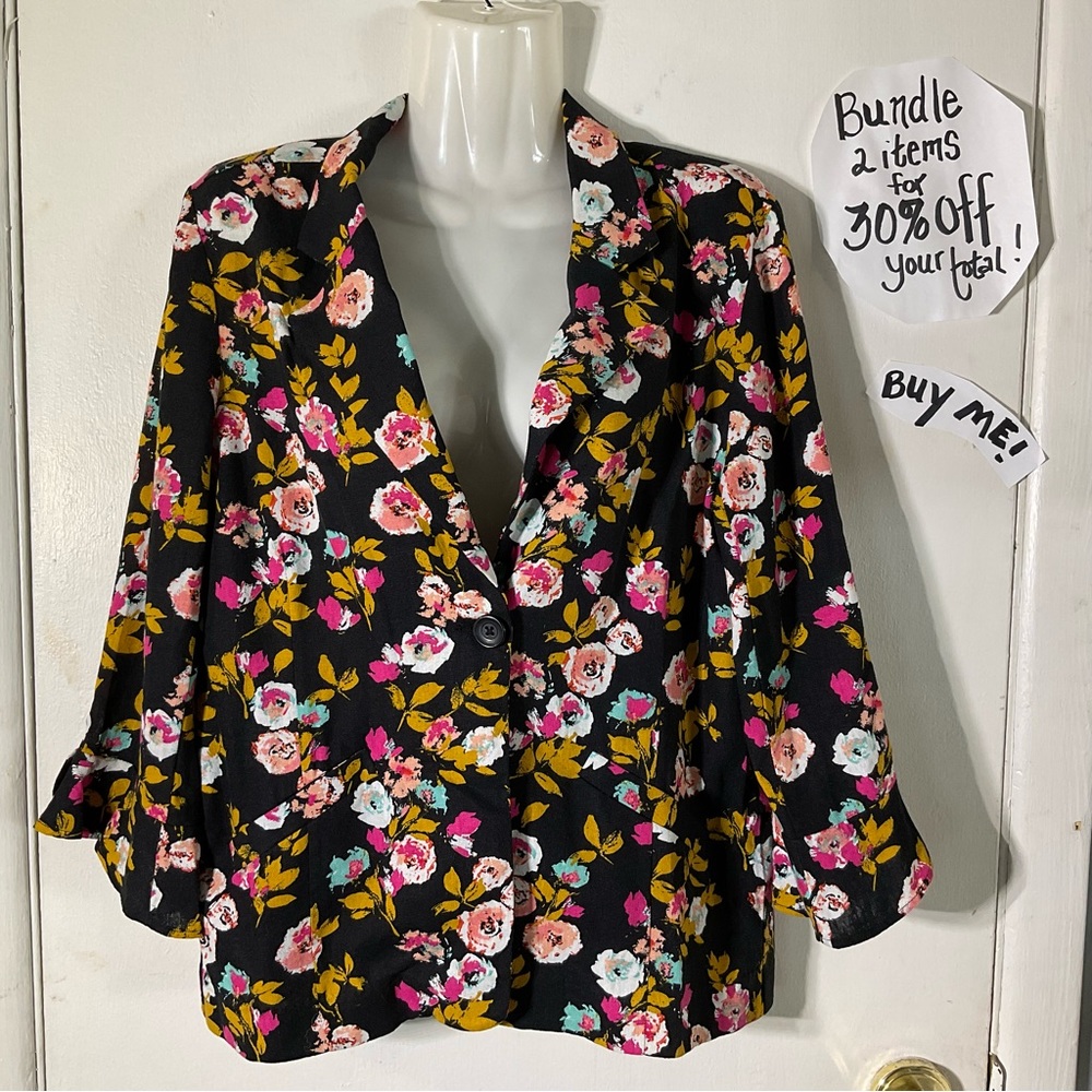 Abound Linen & Rayon Floral Jacket Blazer SZ XS Major Sale!
